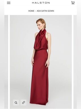 Halston Ada Satin Maxi Gown - Wine